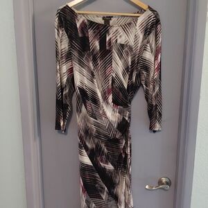 Ann Taylor Elegant Black and White With Purple Patterned Dress